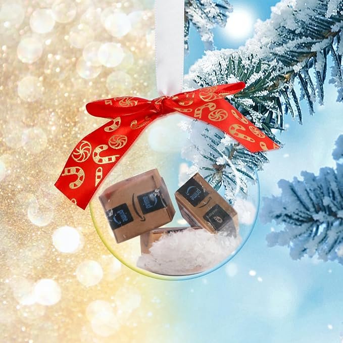 2024 Funny Christmas Ball Ornaments, Mini Amazon Package Christmas Ornaments