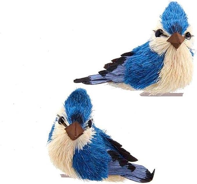 Blue Jay With Clip Christmas Ornaments, 2 Assorted