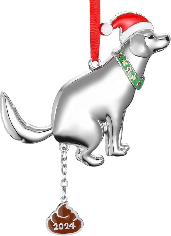 Christmas Ornament 2024, Funny Pooping Dog Ornament for Christmas Tree