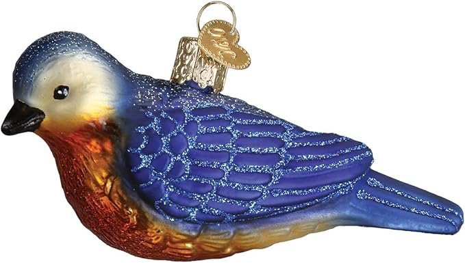 Christmas Ornaments: Bird Watcher Collection Glass Blown Ornaments for Christmas Tree, Wester Bluebird