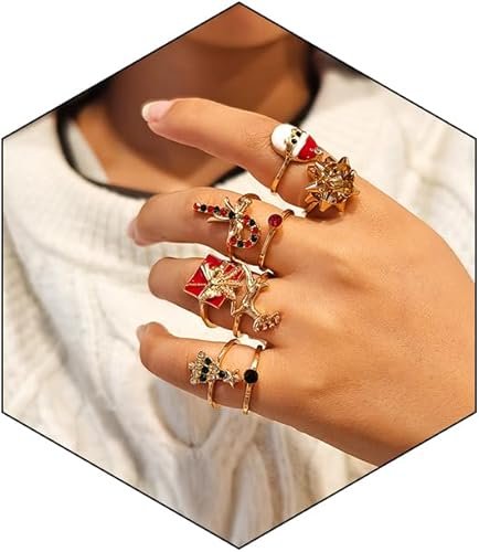 Christmas Rings for Women Christmas Ornament Rings
