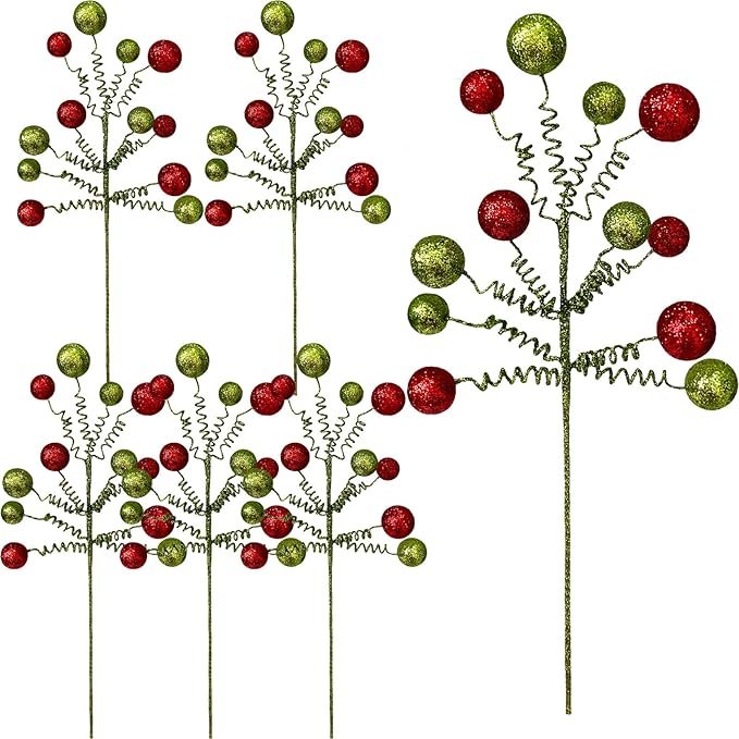 Christmas Tree Picks Sprays Christmas Tree Topper Decoration Glitter Ball Toppers