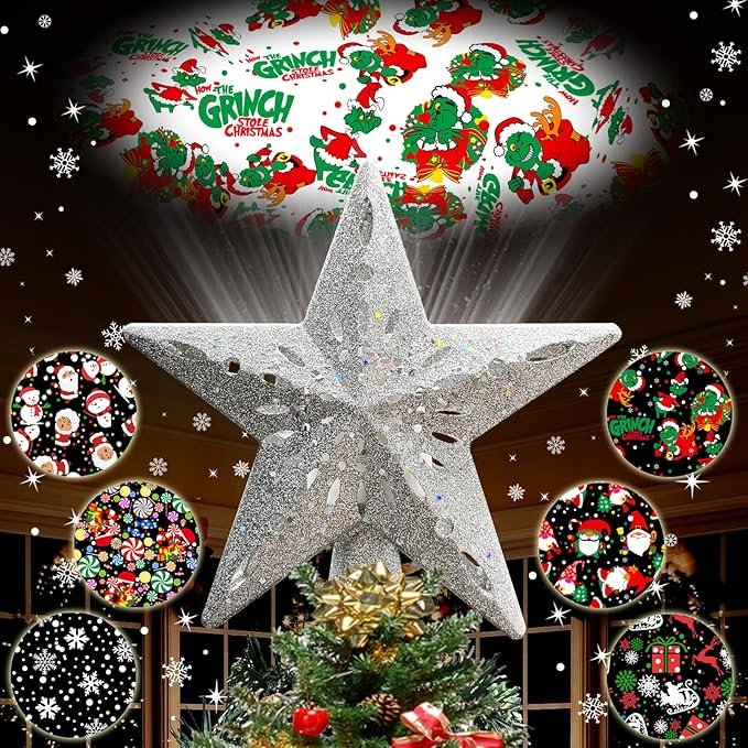 Christmas Tree Topper Projector with 6 Projection Modes
