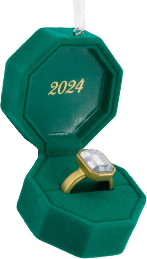 Hallmark Engagement Ring in Green Box 2024 Christmas Ornament