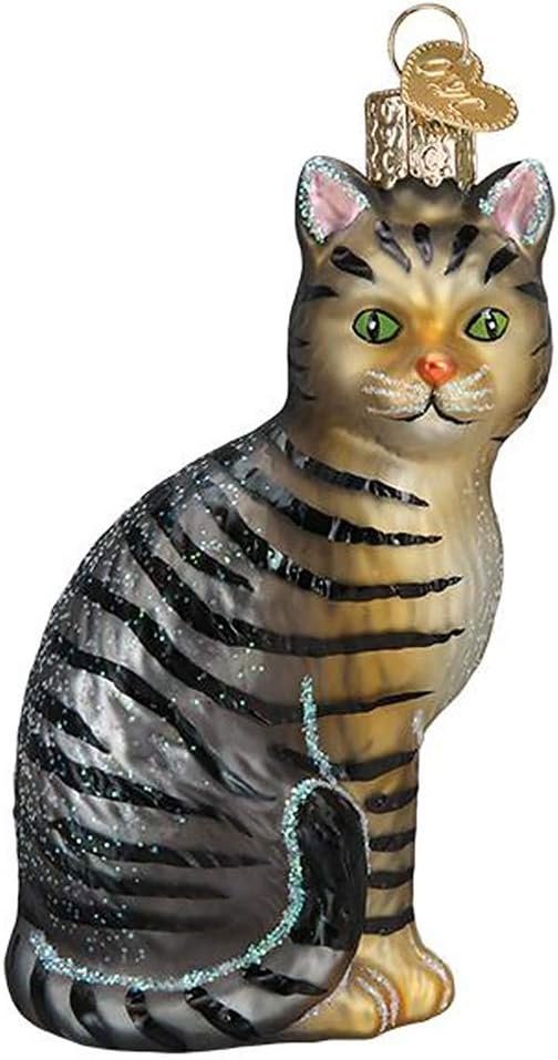 Old World Christmas Ornaments Tabby Cat Glass Blown Ornaments for Christmas Tree