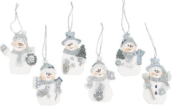 Resin Blue Snowman Christmas Ornaments (Pack of 12)