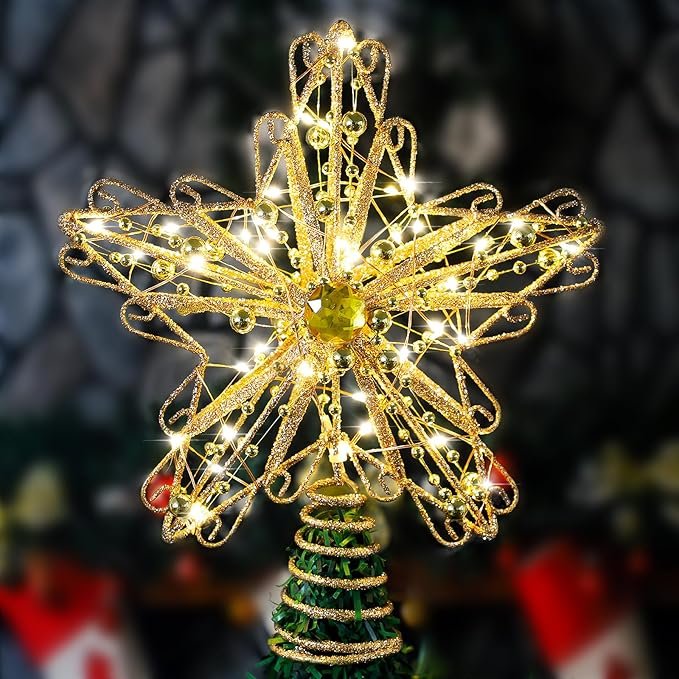 Verdenu Christmas Tree Topper with Diamond, 40 LED Star Tree Topper